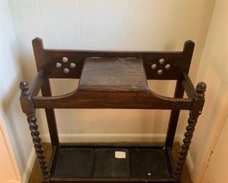 #74	Wood Hall Tree w/umbrella Stand and Storage Box   27x9.5x28	 $100.00 
