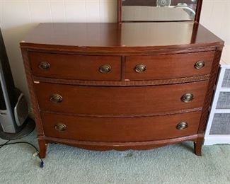 #76	Hand-dovetailed Mahogany Dresserw /mirror w/4 drawers 46x21x34  Mirror 24x42 (as is finish)	 $75.00 
