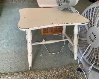 #81	White Painted wood Stool   19x13x18	 $30.00 
