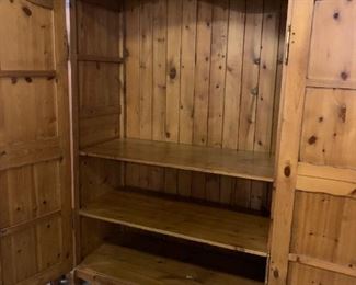 #103	Pine Carved 2 door Armoire w/2 shelves 48x24x82  (you move upstairs)	 $100.00 
