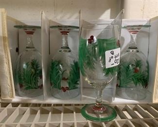#119	Gail Pittman set of 4 Hand-painted Hallelujah Glasses  - Bell Top	 $80.00 
#120	Gail Pittman Set of 8 Round Top Hallelujah Glasses 	 $120.00 

