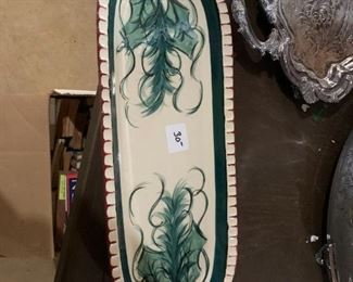#123	Gail Pittman Oval Tray - Holly design - 21.5"L x 7.5" L	 $30.00 
