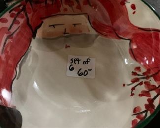 #124	Vietri Cereal Bowls w/Santa - Hand-painted Santas - set of 6	 $60.00 
