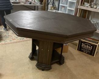 #129	Card Game Table/Bumper Pool w/8 Balls w/Cue Ball and 2 pool cues  - 50D x 30H - Slate and You Move Upstairs	 $200.00 
