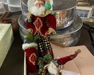 #130	Mark Roberts Stocking Fairies - set of 2 - Black & Gold Checkered Pants	 $20.00 
