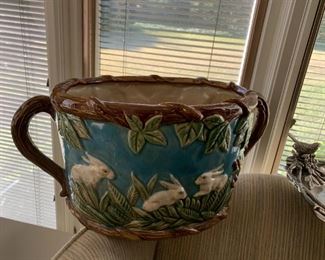 #146	Rabbit Ceramic Signed Pot w/2 handles 18x12x9	 $65.00 
