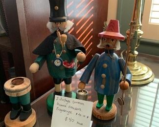 #163	3 Vintage German Incense Smokers  "as is" - sold as a 3 pair	 $45.00  we found the top to the other statue

