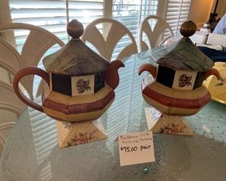 #177	MacKenzie Child Frank & Mustard Teapot & 2 handle Pot - sold as a set	 $75.00 
