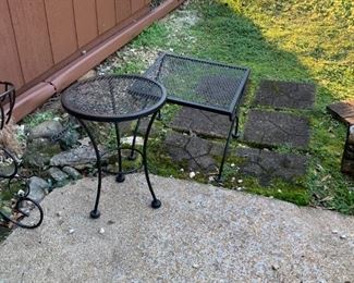 #208	Black Wrought Iron Round End Table,   16x21  sold - $20 Square End Table $25 19sqx17	 $45.00 
