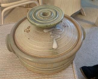 #240	Signed  Cat Janusz- Pot w/lid   No. 75 Pottery Casserole 	 $65.00 
