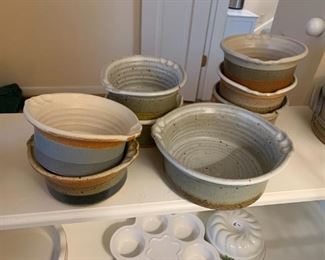 #241	LJS Signed Potter 9" Bowl w/7 Soup Bowls 	 $100.00 
