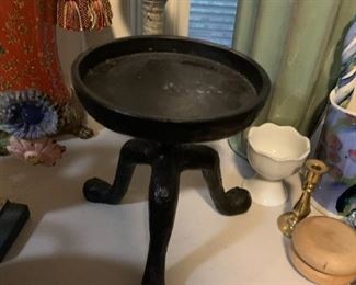 #256	Vtg 6" Black Hammered Cast Iron Stand	 $20.00 
