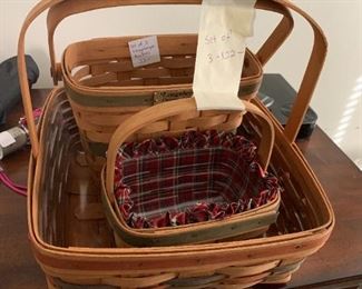 #271	Longaberger basket set of 3 christmas collection 1989 Holiday memories, Mistletoe basket 1990 square handle basket 	 $22.00 
