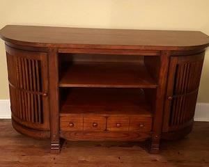 Beautiful TV/Media table - has cabinet doors, drawers and shelves.