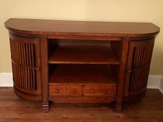 Beautiful TV/Media table - has cabinet doors, drawers and shelves.