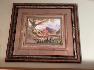 Beautiful barn picture (36" W x 30" H- Triple Mat - one of my favorite pictures & is a beautiful addition over a fireplace mantel.