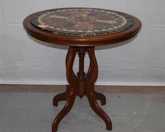 Lot 272 Vict. Table w/ 210pcs of hand cut Marble inlayed in a Mosaic Top 