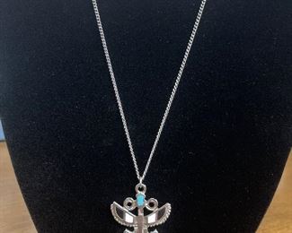 Silver Look Necklace with Aztec Pendant 
$15.00
Contact: Sonyadowdakin@gmail.com or 815-985-2047