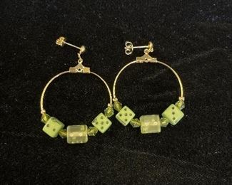 Gold Loop and Green Dice Earrings 
$5.00
Contact: sonyadowdakin@gmail.com or 815-985-2047