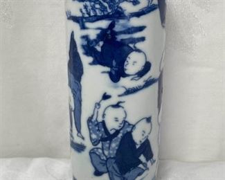 Antique Chinese Blue White Brush Pot