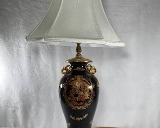 L.F. LIMOGES P.R.C. Black Gold Lamp