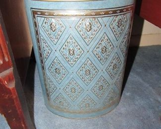 Leather wrapped waste pail