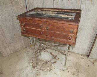 Antique spool cabinet as is