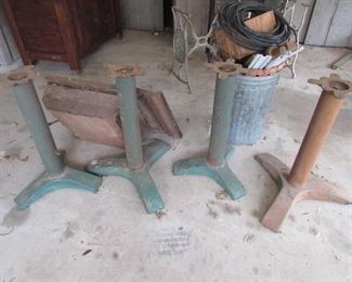 4 antique heavy cast iron table bases