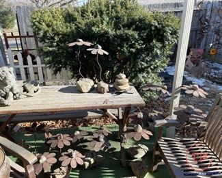 Metal Plant Sculptures with Rock Bases