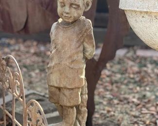 Concrete Boy Yard Art Sculpture