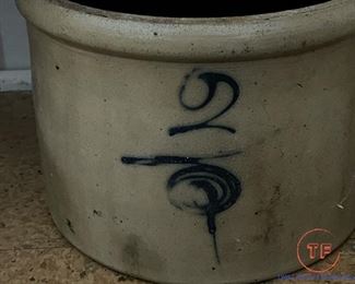 Antique RED WING Stoneware SQUATTY #2 Bee Sting Salt Glazed Crock