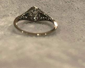 Beautiful European Cut 14k White Gold Diamond Ring- absolutely amazing .5 ct Diamond 20-30s era.