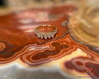 14k Yellow Gold Ring with 5 Marquis Diamonds