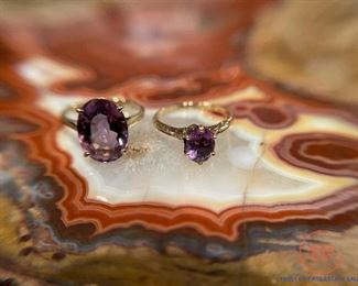 14k Yellow Gold Amethyst Rings. Both are In Beautiful Settings