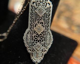 Stunning 14k White Gold and Diamond Necklace. Diamonds are Absolutely Amazing.