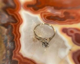 14k Yellow Gold Diamond Ring. Ornate Setting 