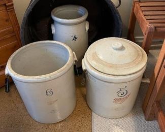 RED WING Crocks (4, 5 with lid, and 6)