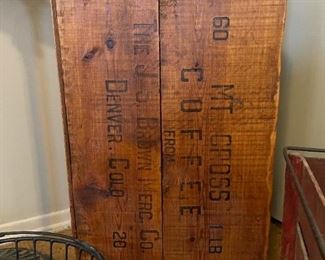 Antique MT CROSS COFFEE Wood Crate - DENVER COLORADO