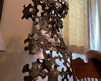 Artist Made Metal Puzzle Pieces Female Abstract Art