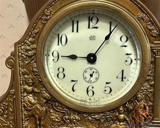 1920's JENNING BROS Mantle Clock with Matching Vase / Urns