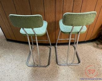 Vintage Chrome and Studded Bar Stools