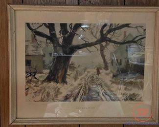 1939 Lithograph “Winter By The Sea” by John Whorf