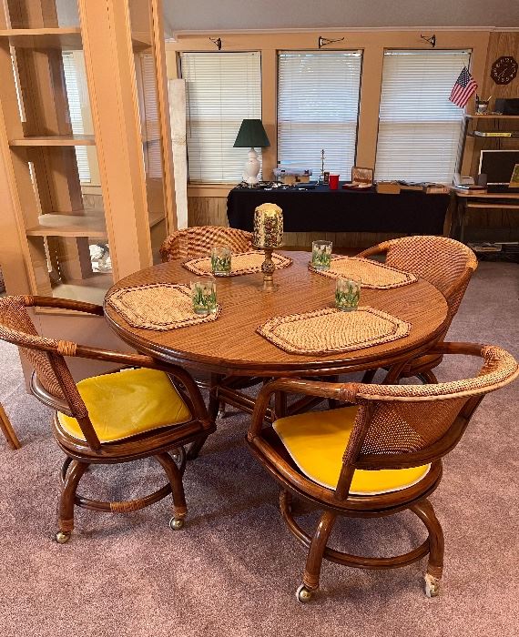 Mid Century Vintage Rattan/Bamboo Dining Table and Chairs