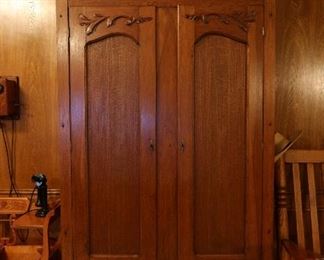 Primitive Farmhouse Style Armoire with 2 Drawers