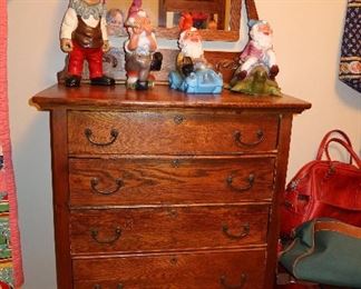 Antique Oak Dresser - 5 Drawer with Mirror