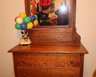 Antique Tiger Stripe Oak Dresser - 3 Drawer - Early 1900's