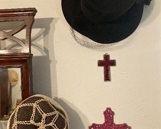 Vintage ladies hats and crosses