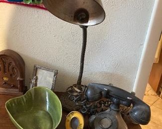 Vintage telephone, lamp