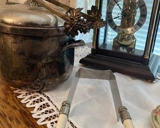 vintage ice bucket and clock