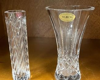 Orrefors and Block crystal vases